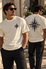 AMIRI Men’s Large Starburst Logo Graphic T-Shirt Cream Made in Italy NWT 0251 picture