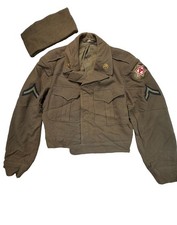 WWII 1940s US Army M1944 Ike Wool Field Coat W/ Cap Sixth Army PV1 Talon Zipper picture