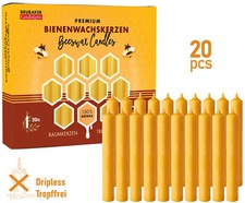 BRUBAKER 100% Beeswax Tree Candles - Pack of 20 - Honey Colored - 3.74