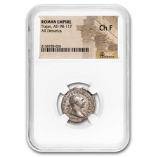 Roman AR Silver Denarius Emperor Trajan (98-117 AD) Ch Fine NGC picture