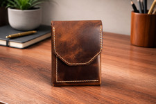 Leather Cash Wallet for Men, Slim Front Pocket Card Holder, Handmade Minimalist picture