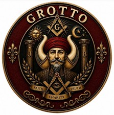 Masonic Grotto Square & Compass Metal Sign Freemason Wall Decor Round  picture