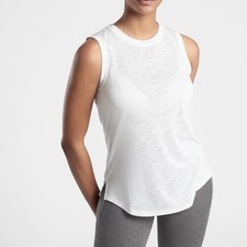 Athleta Breezy Tank White Sleeveless Crew Neck Curved Hem Top Medium NWT picture