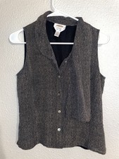 Talbots Women's Silk Herringbone Lined Button Vest Sleeveless Size 6 picture