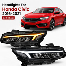 Pair Sequential LED Headlights For 2016-2021 Honda Civic Sedan/Coupe/Hatchback picture