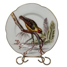 Antique A Hache Pepin Lehalleur Vierzon Paris Bird Porcelain Plate Gold Rim 8.5