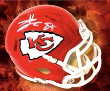 TRAVIS KELCE AUTOGRAPHED SIGNED KANSAS CITY CHIEFS FOOTBALL MINI HELMET wAP/COA picture