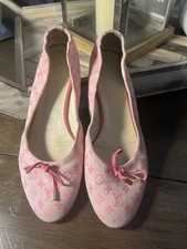 Vintage Louis Vuitton LV Monogram Pink Canvas Ballerina Flats Size 39 Italy  picture