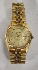 Vintage Gruen Day Date Gold Tone Watch Fluted Bezel Quartz picture