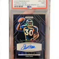 2025 Prizm Black Terrell Davis Prolific BLACK Signatures 1/1 Auto PSA 9 picture