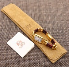 LOEWE Quartz White Roman Dial Gold Plated Women's Watch Box Papers Included picture
