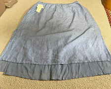 NWT~Susan Bristol ~Plus~22W~Mineral Blue~Lined~100% Linen Cottagecore Maxi Skirt picture