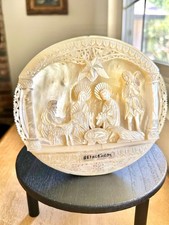Bethlehem Vtg 7” Mother of Pearl Nativity Scene Carved in Natural Abalone Shell picture