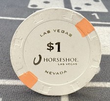 🎰🎲$1 Horseshoe Las Vegas Nevada Casino Chip Hot Stamp Gold 1/26 Strip🎲🎰 picture