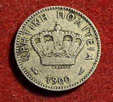 Crete 10 Lepta 1900 A Coin Alignment Copper-Nickel KM#4.1 T11194 picture