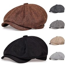 Men's Vintage Newsboy Cap 8 Panel Gatsby Hat Flat Ivy Cabbie Driver Style picture