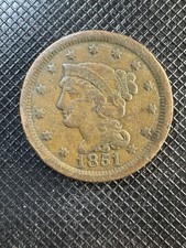 1851 Braided Hair Large Cent XF Details picture