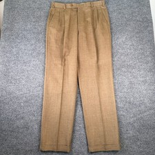 Vintage Brooks Brothers Pants Mens 34x34 Brown Wool Cashmere Pleated 90s picture