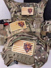 Military Combat American Flag Chicago Bears football PVC Patch W Vlcro picture