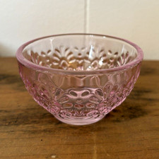 Pink Pressed Glass Floral Pattern Round Bowl  picture