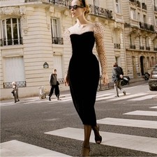 Doen black velvet tulle polka dot Criselda dress Heirloom collection Size 10 picture