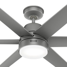 Hunter Fan 60 inch Matte Silver Outdoor Ceiling Fan with LED Light and 6 Blade picture