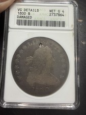 1800 Draped Bust Silver Dollar $1 Coin Dotted Date - ANACS VG Detail Old Holder picture