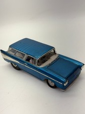Vintage 1957 Chevrolet Nomad Bel Air Station Wagon Diecast Car Opening Hood Blue picture