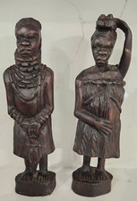 Vintage Hand-Carved African Tribal Statues - Pair of Figurines picture