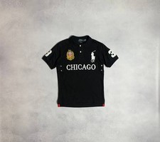 Polo Ralph Lauren Men's Black M/L Polo Chicago Graphic Cotton Pique Classic Fit picture