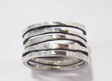 Retired James Avery Sterling Silver Stacked Hammered Ring sz 9 picture
