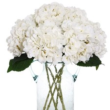 6 Pcs Artificial Silk Hydrangea Flowers Bouquet Arrangement White/pink/green picture