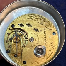 SCARCE 16s Waltham model 1860 AM'n grade kew wind pocket watch movement ticks picture