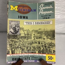 VTG 1963 Football Souvenir Program Michigan Wolverines Iowa Hawkeyes 11/16 picture