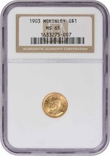 1903 Louisiana Purchase - McKinley $1 Gold MS65 NGC picture