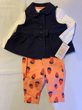 Just One You by Carter's Baby Girls 0-3M 3pc Vest Bodysuit Pants Set picture