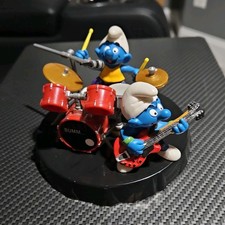The SMURFS 40623 Super Smurf Drummer, Drum Set & Smurf Guitarist 1997 Schleich picture