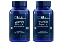 Life Extension Vitamins D and K with Sea-Iodine Supplement 60 Capsules X 2 Pack picture