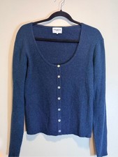 L FRNCH Paris Navy Blue Ribbed Knit Sweater Cardigan with Buttons picture