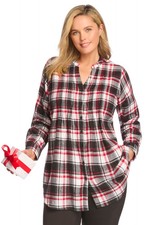 Woman Within Plus Size Pintucked Flannel Shirt picture