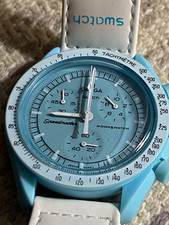 OMEGA x Swatch Speedmaster MoonSwatch Blue Quartz Chronograph 42mm White Strap picture