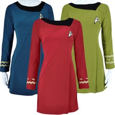 Cosplay TOS Female Duty Uniforms The Original Series Blue Gold Red Dress Costume picture