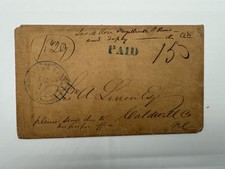 1850 Fayetteville NC Blue PAID Stampless Cover W.A. Lenoir Caldwell Co NC GB140 picture