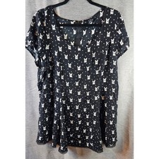 Torrid Sz 1 16/18 Black Bunny Blouse Top Sheer Fringe picture