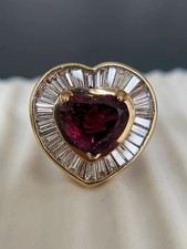 3.90Ct Heart Cut Natural Red Ruby Diamond Wedding Ring Solid 14K Yellow Gold picture