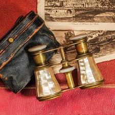 Fantastic Mother of Pearl Brass Duval Paris Antique French Opera Glasses picture
