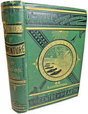 Antique Ornate Gilt  Victorian Book 1874 JULES VERNE Stories of Adventure 1st Ed picture