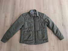 OUTERKNOWN Mens Large Blanket Quilted  Jacket Blue Green Plaid Reversible Winter picture