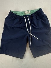 Bonobos Swim Trunks Mens Medium Navy Mint Green Lined Drawstring Beach Shorts picture
