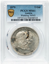 Best Price 1879 Austria 2 Gulden Silver Coin PCGS MS 61, UNC picture